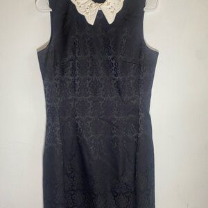 Eva Mendes Black Sleeveless Sheath Dress with Peter Pan Collar